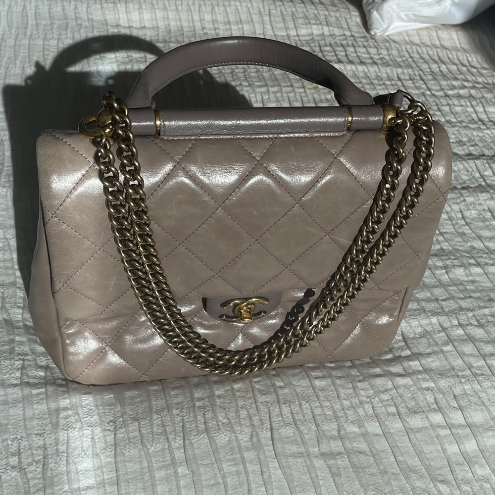 Chanel Calfskin Grey Flap Bag
